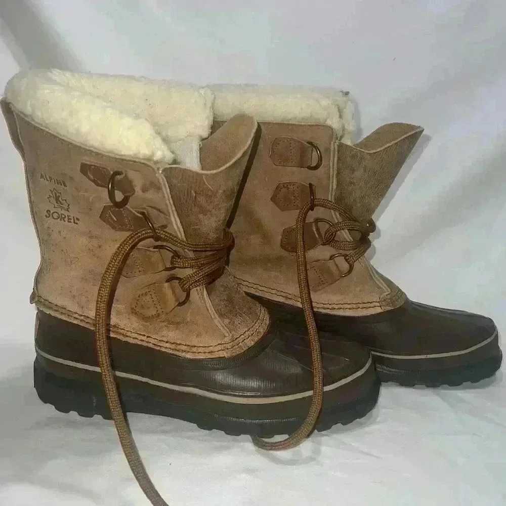 Sorel Alpine Womens Brown Insulated Leather Waterproof Made In Canada SZ 7
